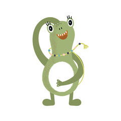 Obraz premium Funny nursery poster with cute monster. Vector illustration in scandinavian style