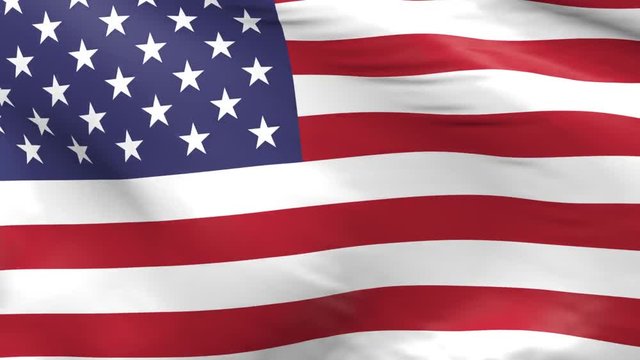 Waving flag of the United States of America, 3d animation