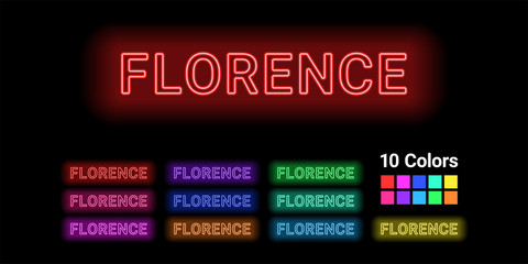 Neon name of Florence city