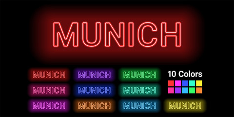 Neon name of Munich city