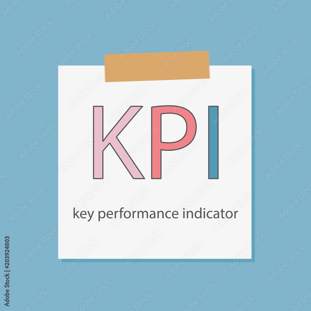Poster kpi key performance indicator written in a notebook paper- vector illustration