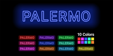 Obraz premium Neon name of Palermo city