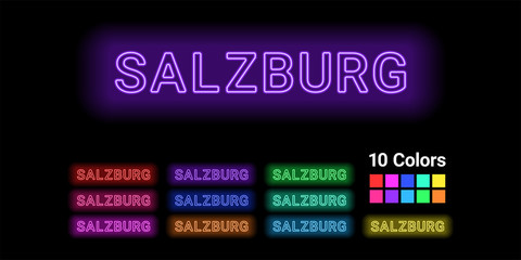 Neon name of Salzburg city