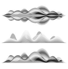 Music sound waves. Halftone vector illustrations. Set of audio digital equalizer technology, pulse musical.