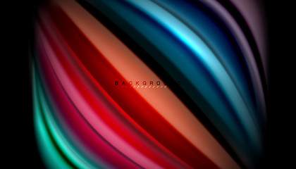 Fluid wavy multicolored lines on black