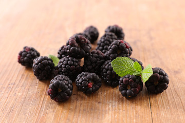 blackberry on wood background