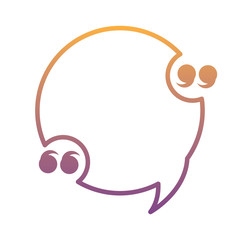 speech bubble in circle shape with quotation marks over white background, colorful design. vector illustration