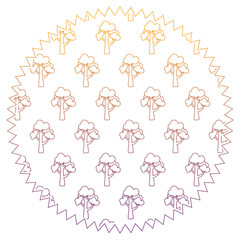circular frame with trees design over white background, colorful design. vector illustration