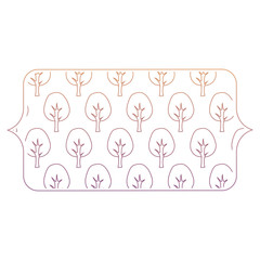 banner with trees pattern over white background, colorful design.  vector illustration