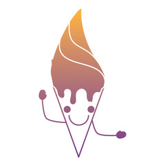 kawaii happy ice cream icon over white background, colorful design. vector illustration