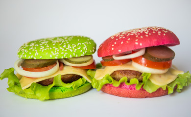 burgers on white background