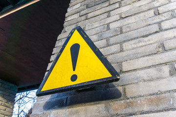 danger sign on the wall