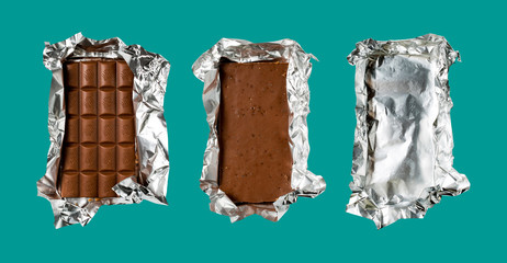 Chocolate in foil, isolated