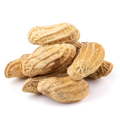 Dried peanuts isolated on a white background