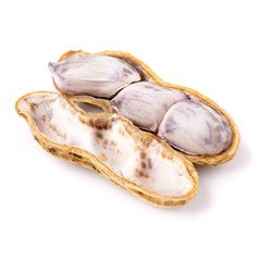 Dried peanuts isolated on a white background