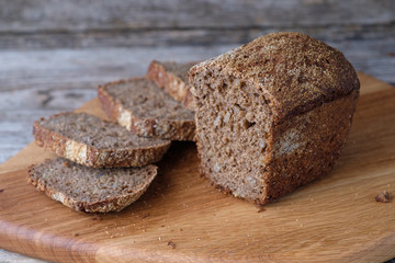 Sliced rye bread with sunflower seeds