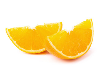 Orange and orange slices isolated on white background