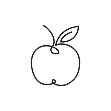 Apple Line Icon On White Background