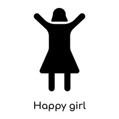 Happy girl icon isolated on white background