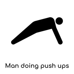 Man doing push ups icon isolated on white background