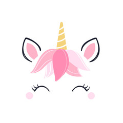 Modern unicorn face background with copy space. © trikenirreligious