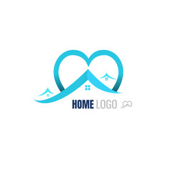 Love Home blue Logo Template. vector. on white background