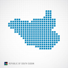 Fototapeta na wymiar Republic of South Sudan map and flag icon