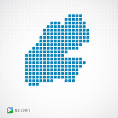 Fototapeta na wymiar Djibouti map and flag icon