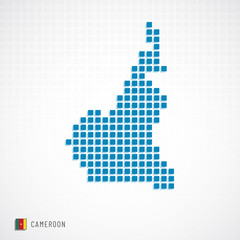 Fototapeta na wymiar Cameroon map and flag icon