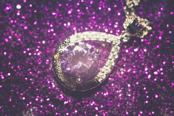 Silver Pendant with Purple Zircon Retro