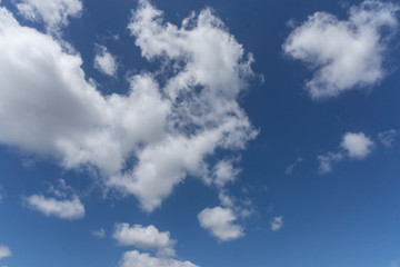 Blue sky with white clouds.