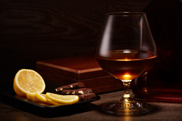 Cognac, lemon and chocolate.