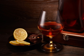 Cognac, lemon and chocolate.