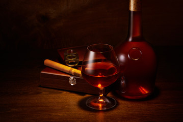 Cognac and cigar.