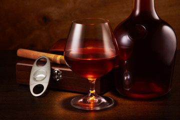 Cognac and cigar.
