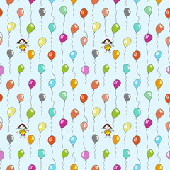 seamless pattern of balloons on light blue