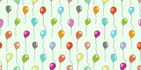 seamless pattern of sketched balloons on green