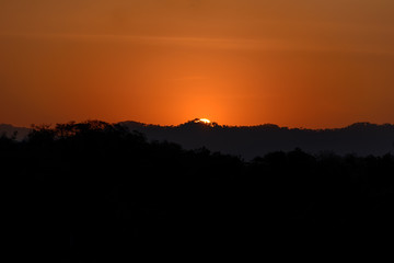 Beautiful lake and mountain at sunset.