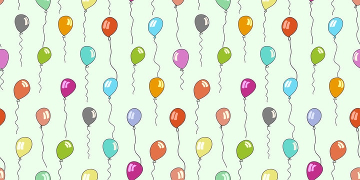 seamless pattern of sketched balloons on green