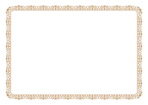 Floral style gold frame for certificate or book page border