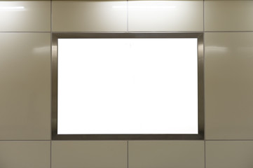 Large blank billboard on a street wall, banners with room to add your own text