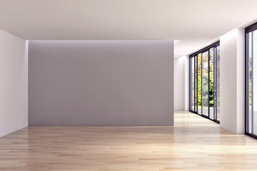 Modern bright interiors apartment 3D rendering illustration