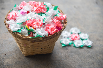 Color ribbon wraped coin money