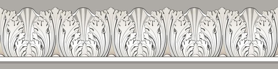 Set vector classic floral  border, moldings from plaster. 