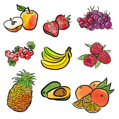 seamless pattern of various fruits