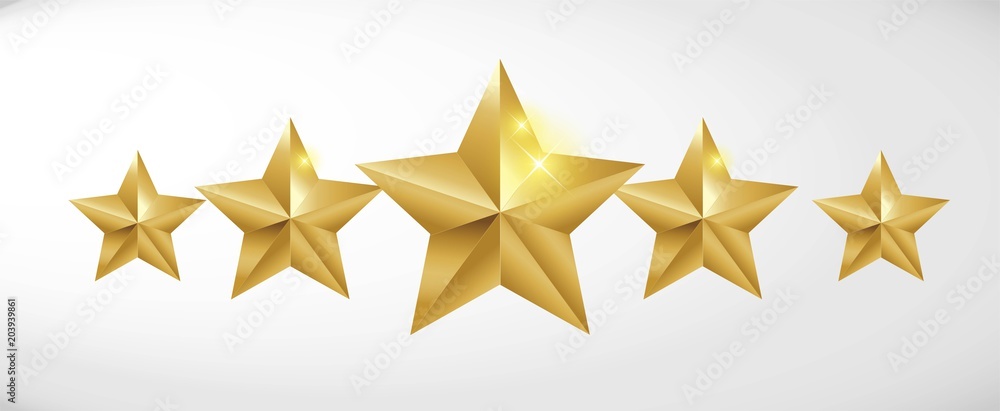 Wall mural star rating realistic gold star set vector