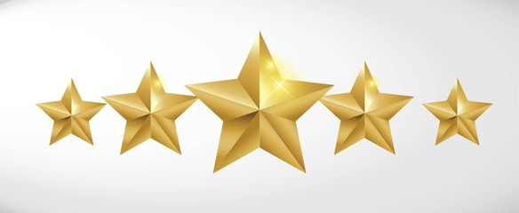 Star rating realistic gold star set vector - 203939861