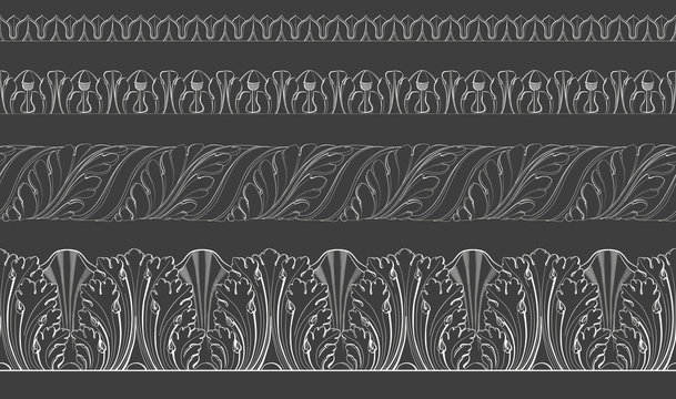 Set vector classic floral  border, moldings from plaster. 
