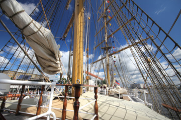 Szczecin, Poland - August 2017. Żaglowce podczas finału The Tall Ship Races w Szczecinie - obrazy, fototapety, plakaty