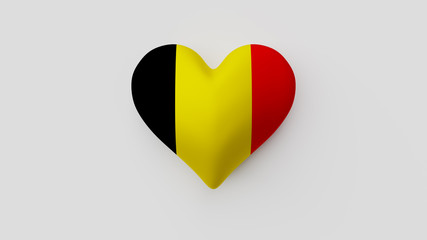 Corazón bandera Bélgica. 3D